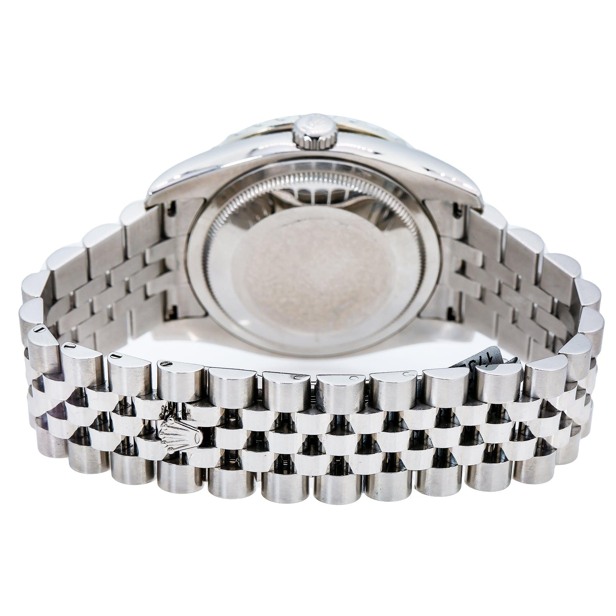 Rolex Datejust 36MM 116234 Black Mother of Pearl Diamond Dial Diamond Bezel Stainless Steel Jubilee Bracelet 3.75ct