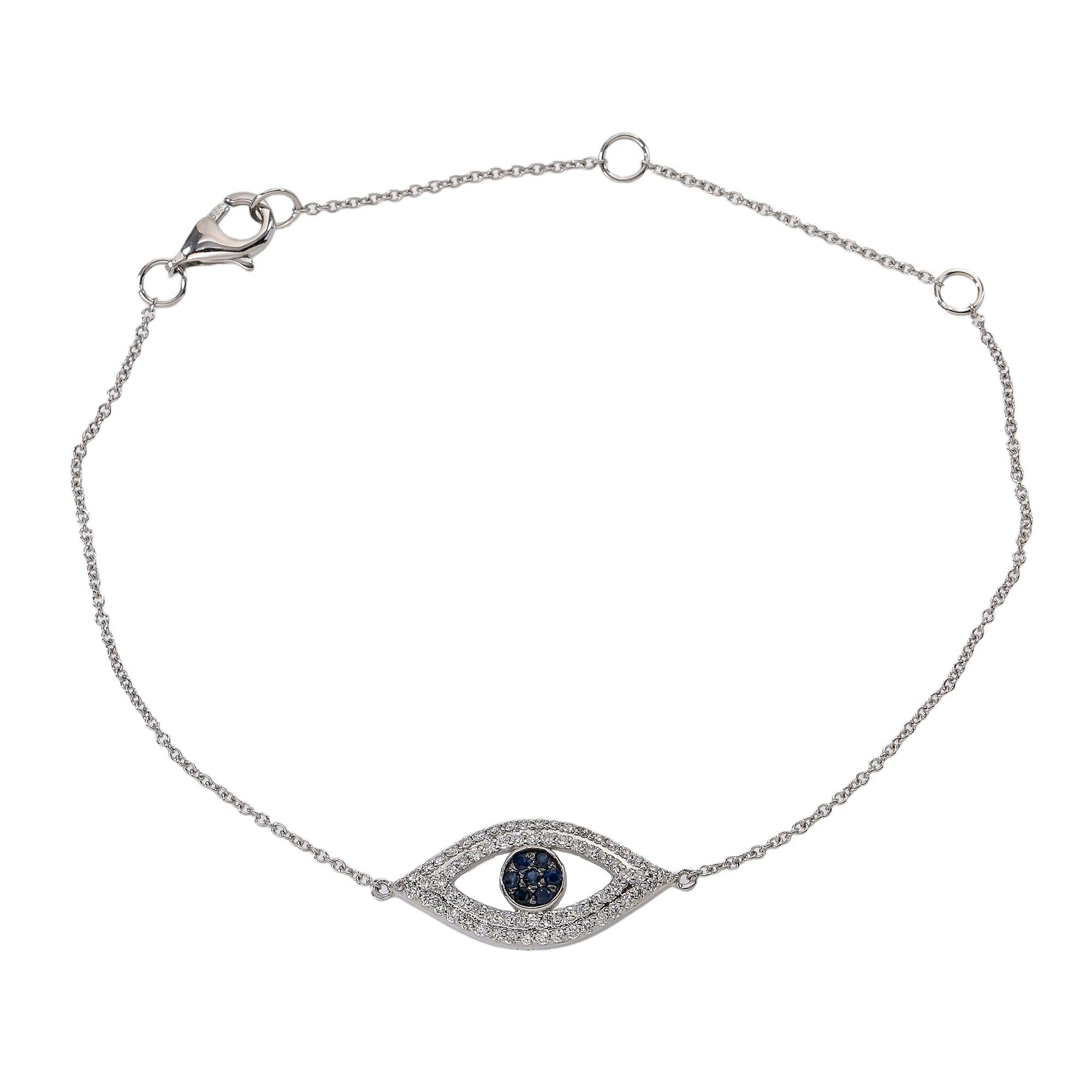 10K WHITE GOLD EVIL EYE DIAMOND BRACELET