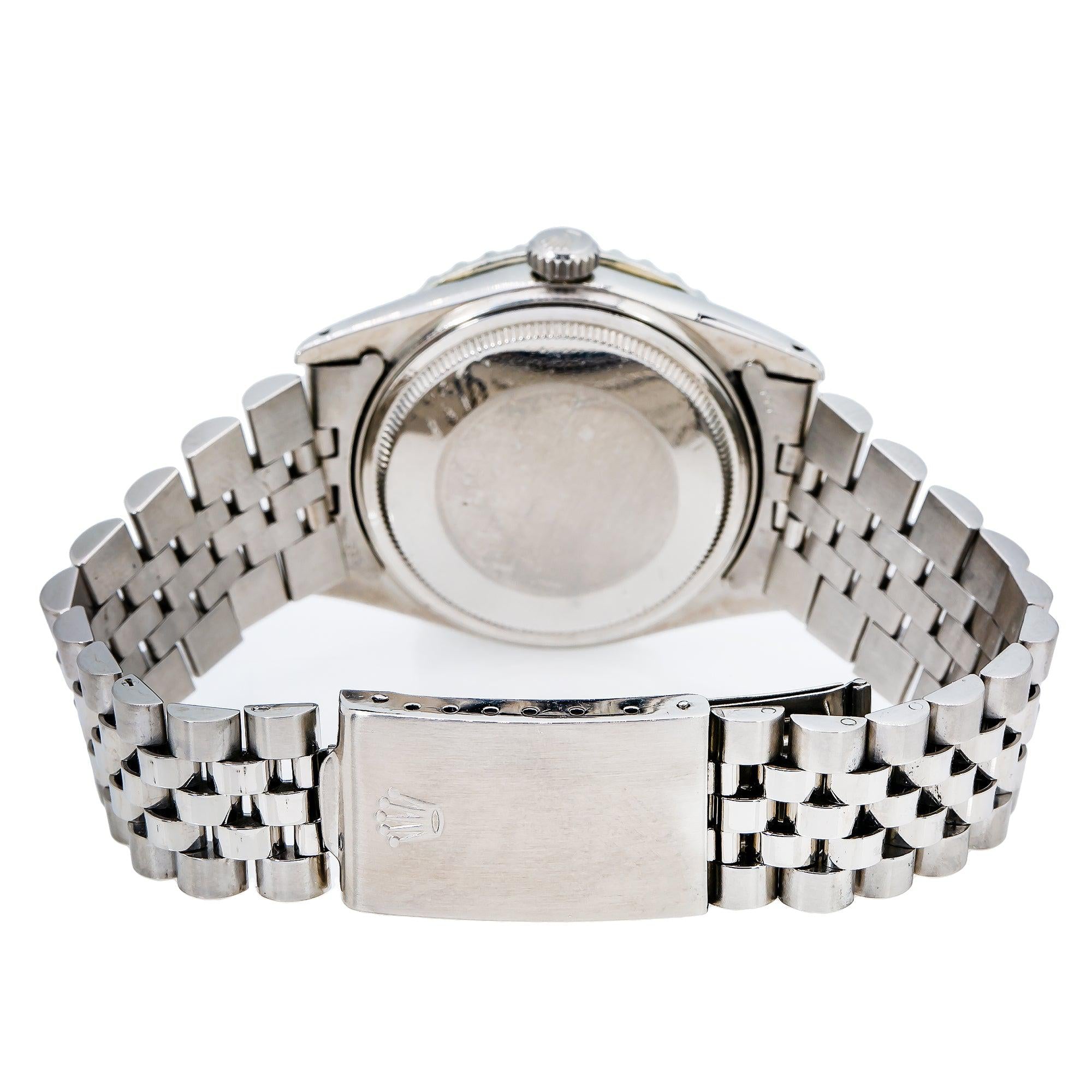 Rolex Datejust 36MM 16014 Diamond Paved Roman Dial Diamond Bezel Stainless Steel Jubilee Bracelet