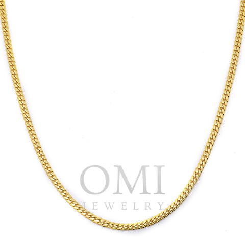 14K Yellow Gold 2.55mm Cuban Chain Available In Sizes 18