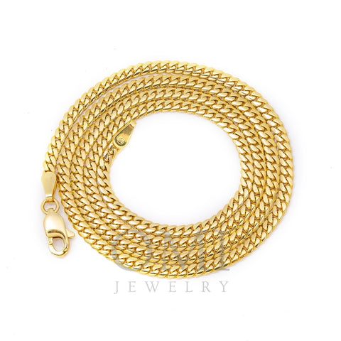 14K Yellow Gold 2.5mm Hollow Cuban Link Chain Available In Sizes 18