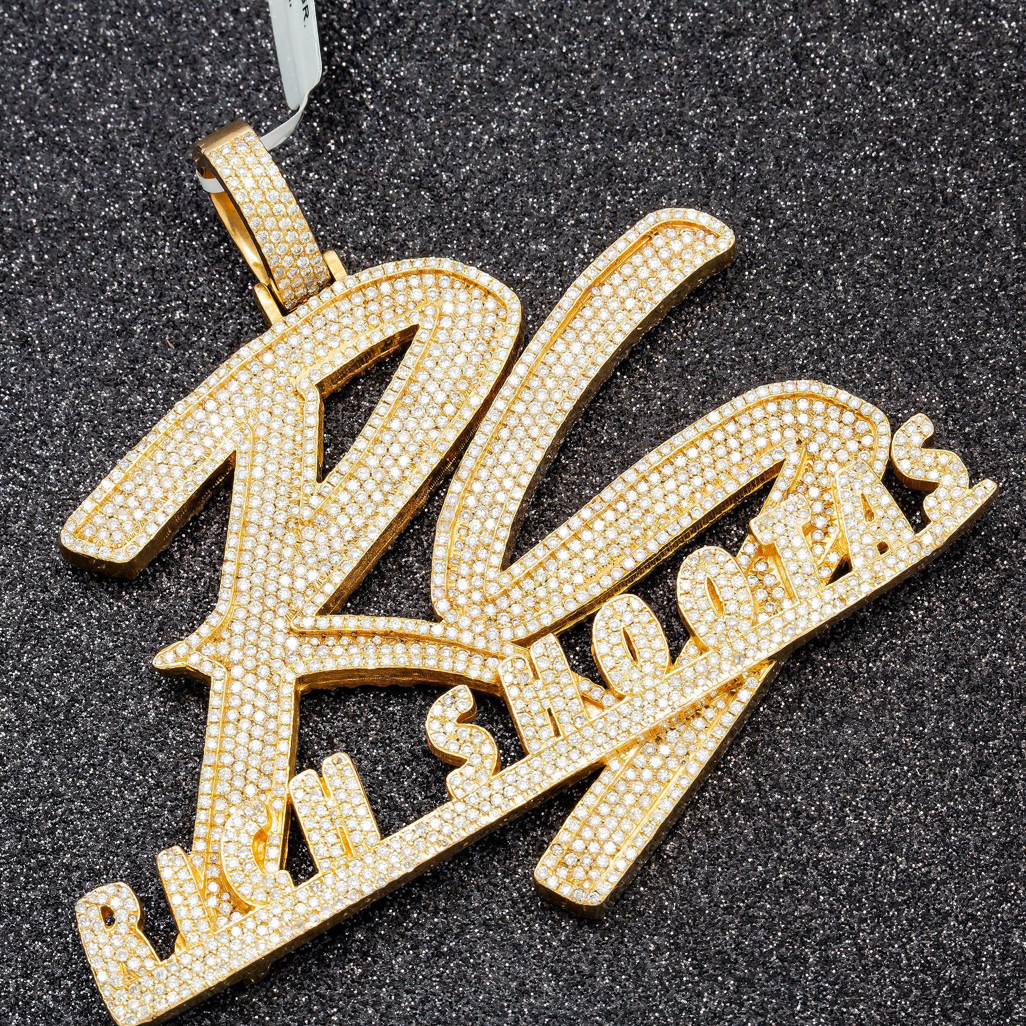 10K YELLOW GOLD DIAMOND RICH SHOOTAS CUSTOM PENDANT 8.2 CT