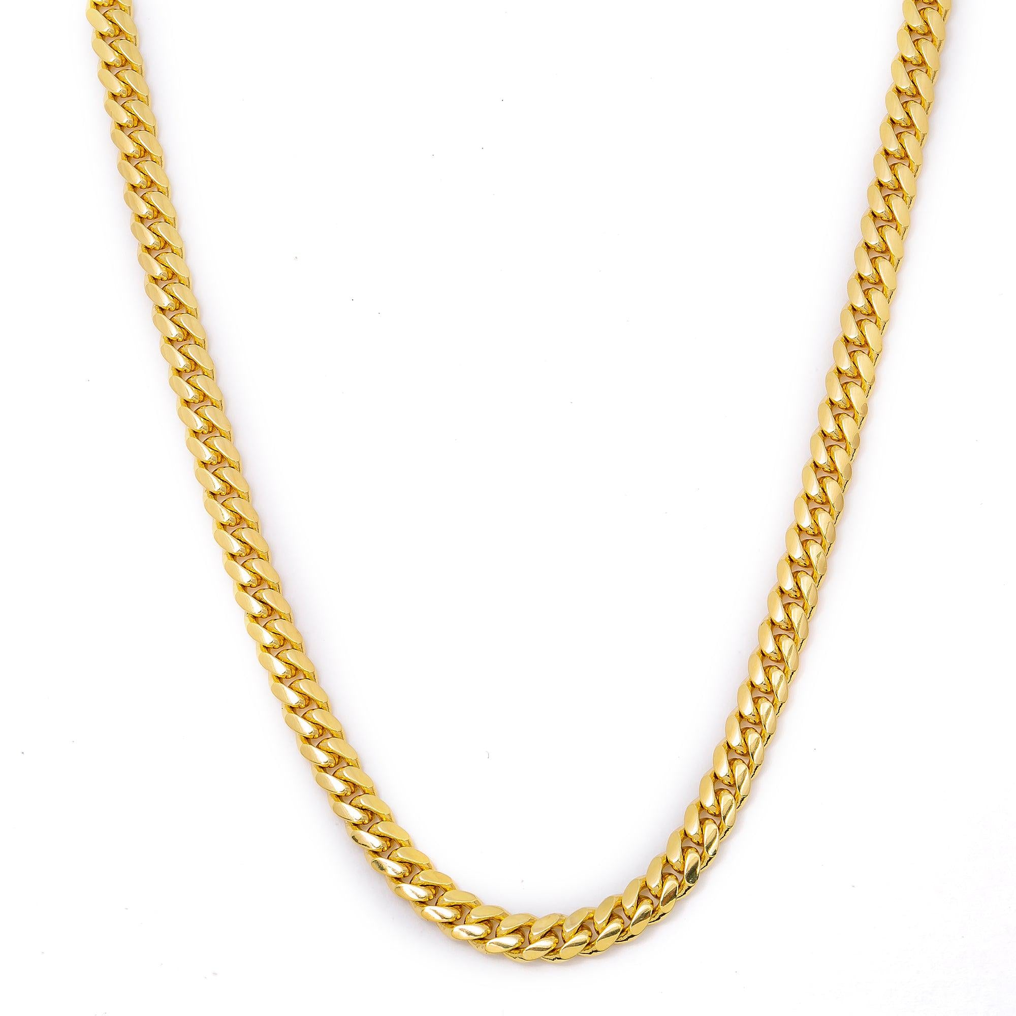 14K Yellow Gold 3.178mm Cuban Chain Available In Sizes 18"-26"