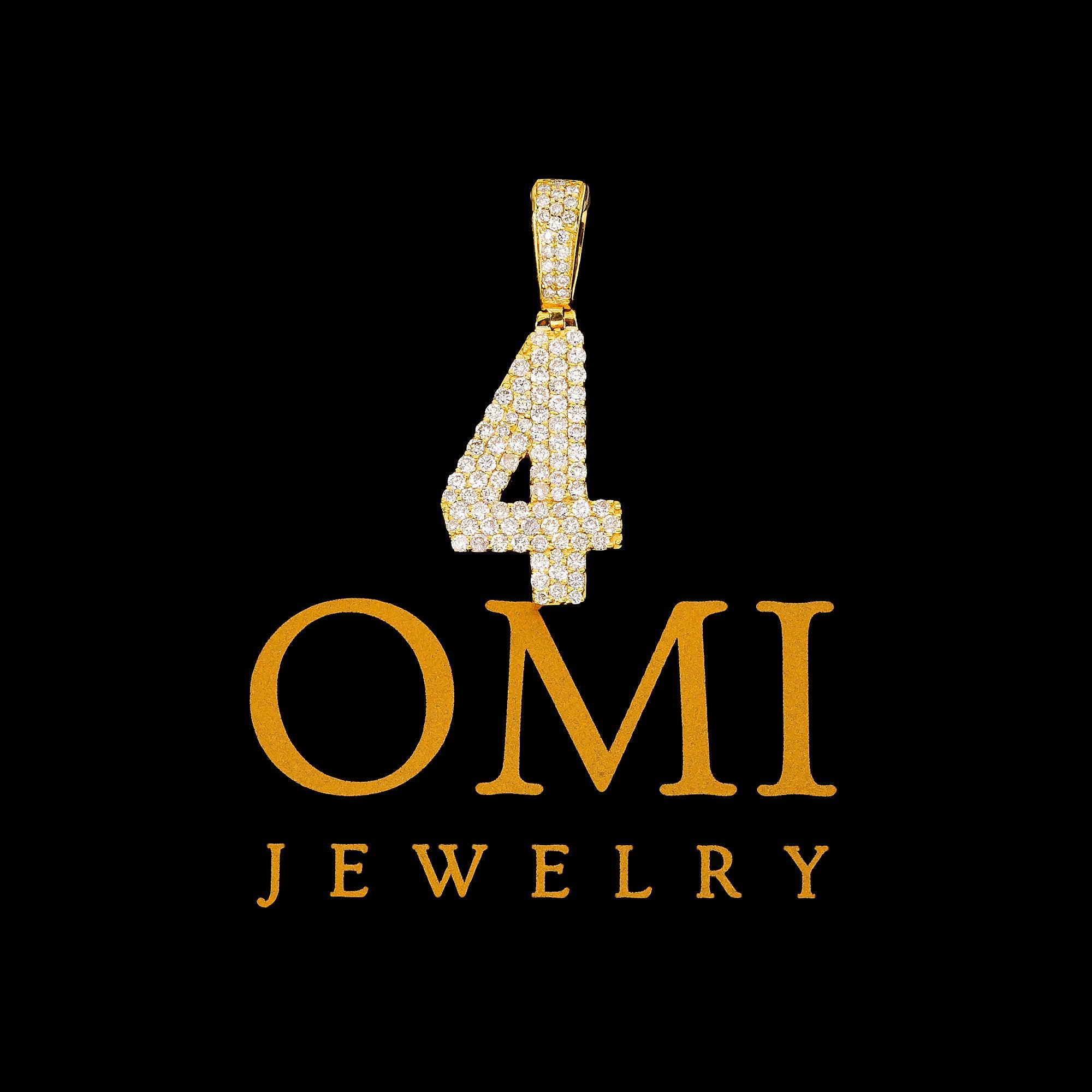10K YELLOW GOLD DIAMOND #4 PENDANT