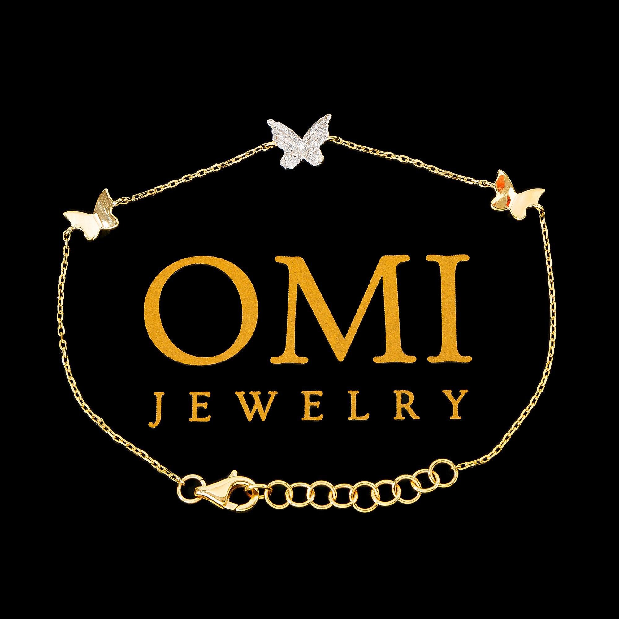 14K YELLOW GOLD BUTTERFLY BRACELET WITH DIAMONDS