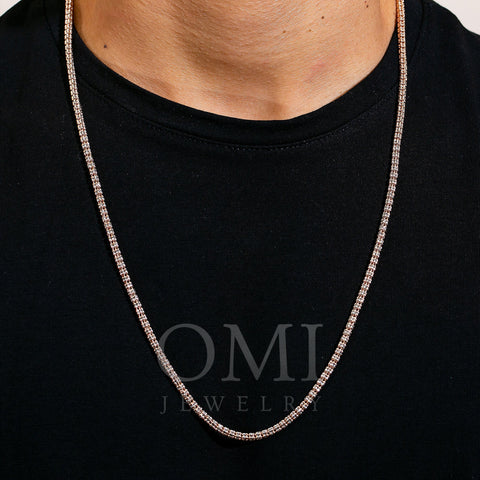 10K Rose Gold 3.35mm Ice Chain Available In Sizes 18