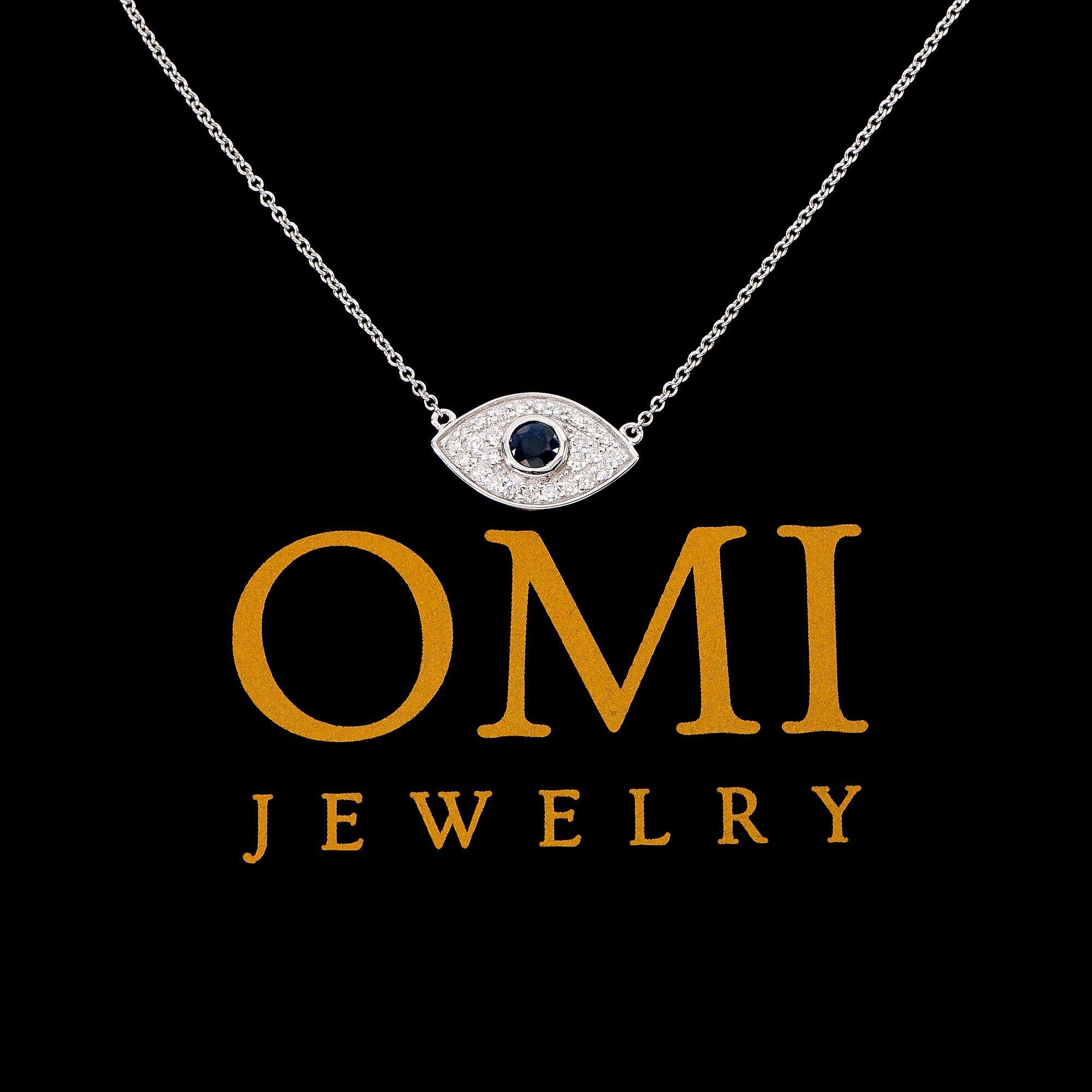 10K WHITE GOLD DIAMOND EVIL EYE NECKLACE