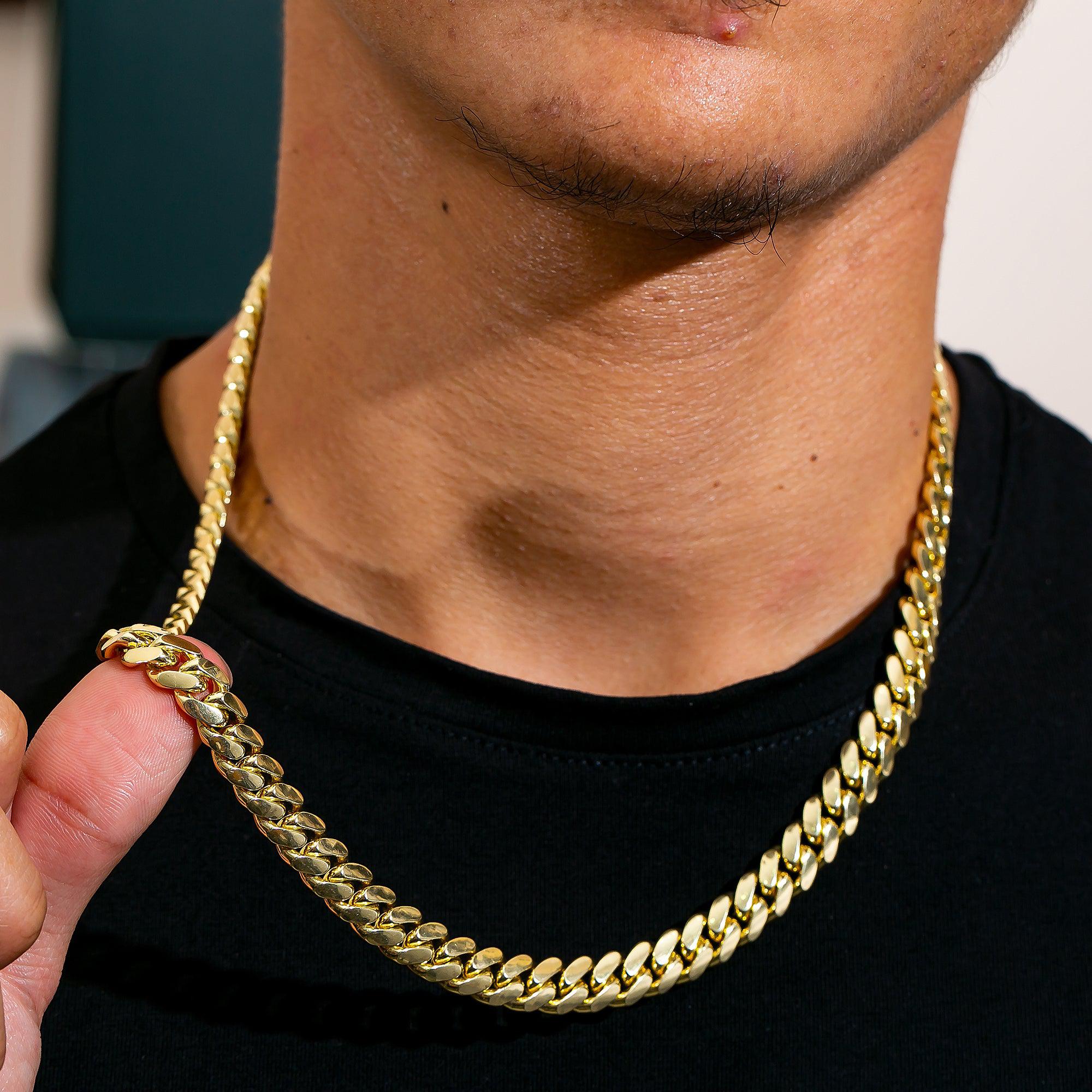 14K Solid Yellow Gold 9.21mm Miami Cuban Chain Available In Sizes 18"-26"
