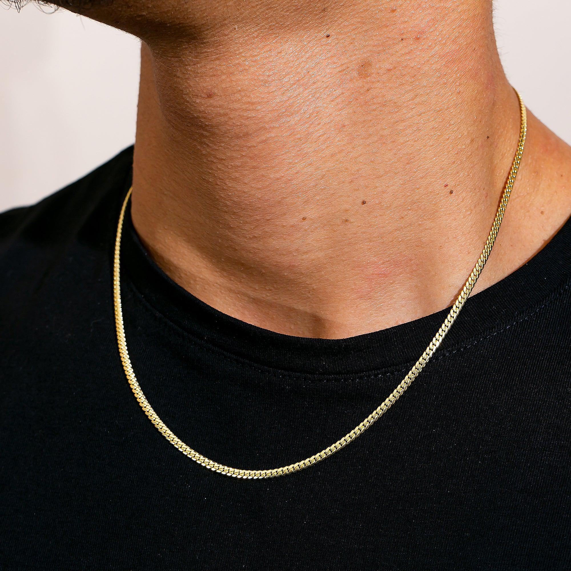 14K Yellow Gold 2.55mm Cuban Chain Available In Sizes 18"-26"