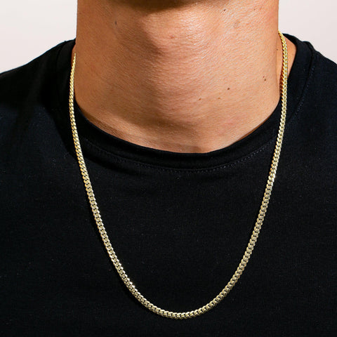 14K Yellow Gold 3.178mm Cuban Chain Available In Sizes 18