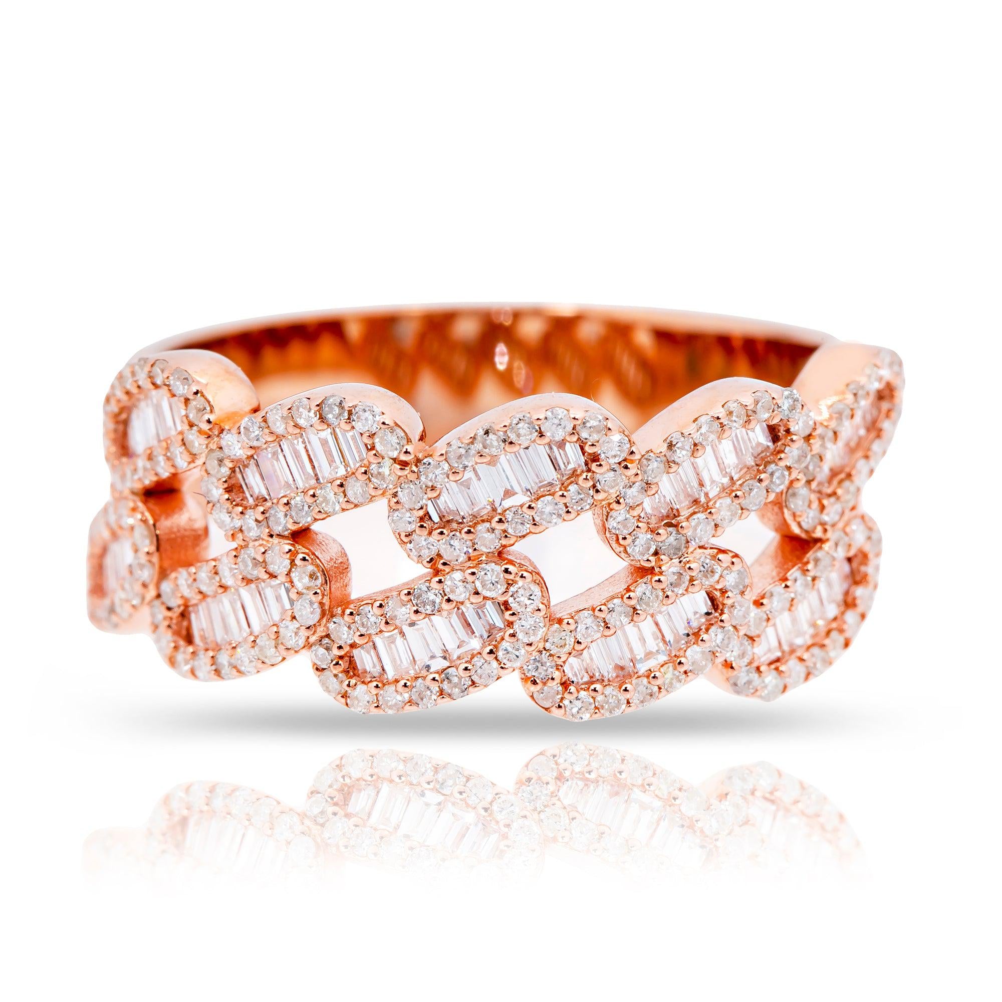 18K Rose Gold Unisex Ring with 0.95 CT Diamonds