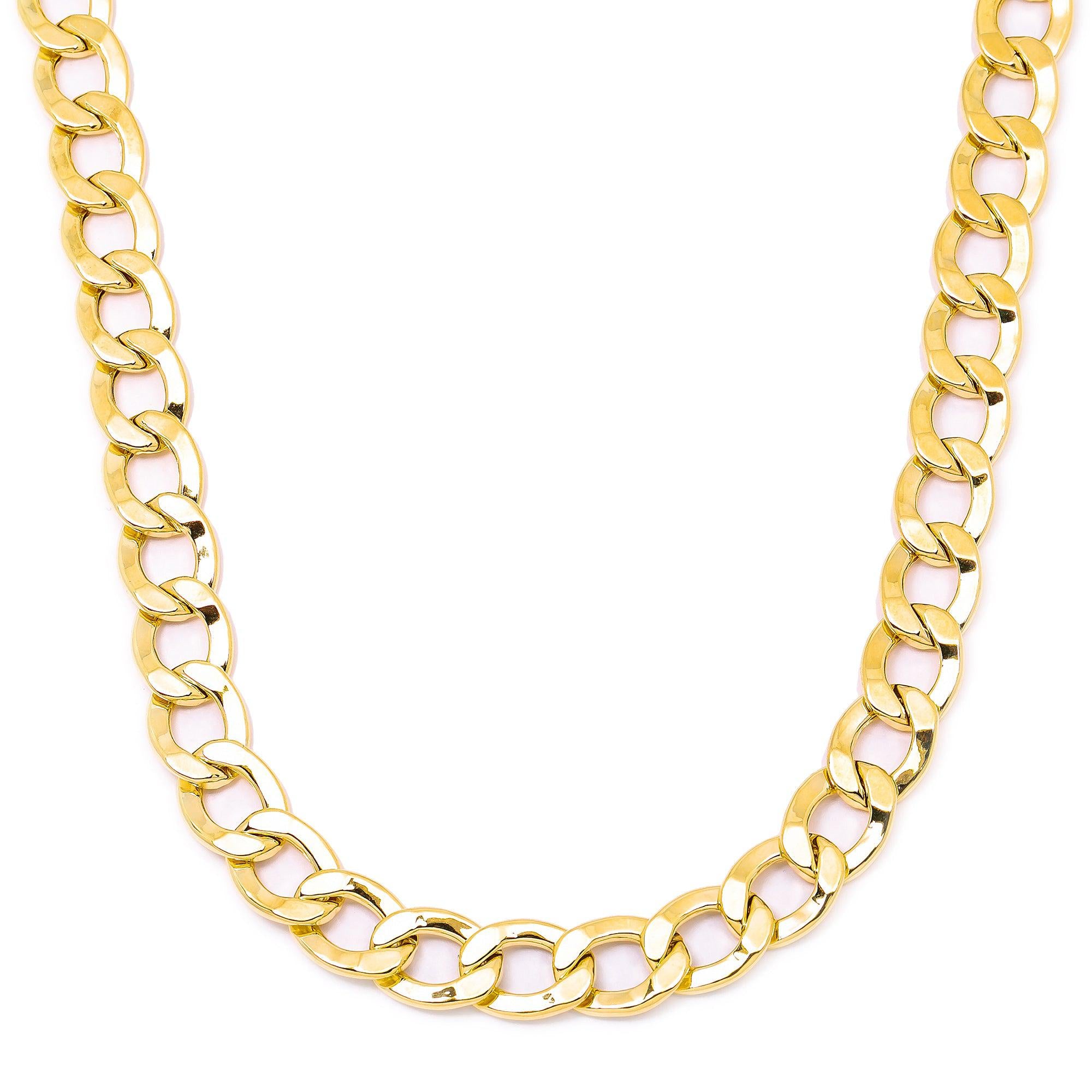 10K Yellow Gold 9mm Hollow Cuban Link Chain Available In Sizes 18"-26"