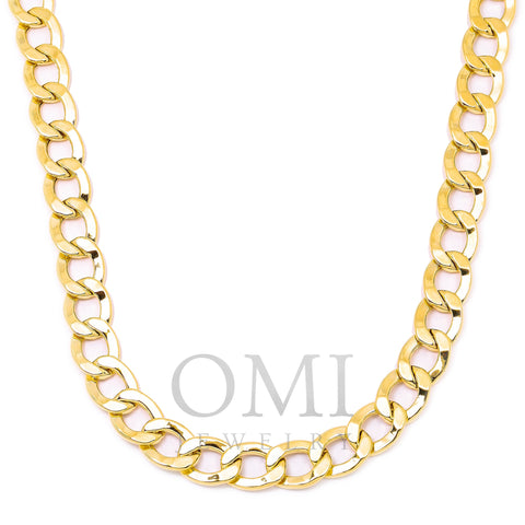 10K Yellow Gold 9mm Hollow Cuban Link Chain Available In Sizes 18