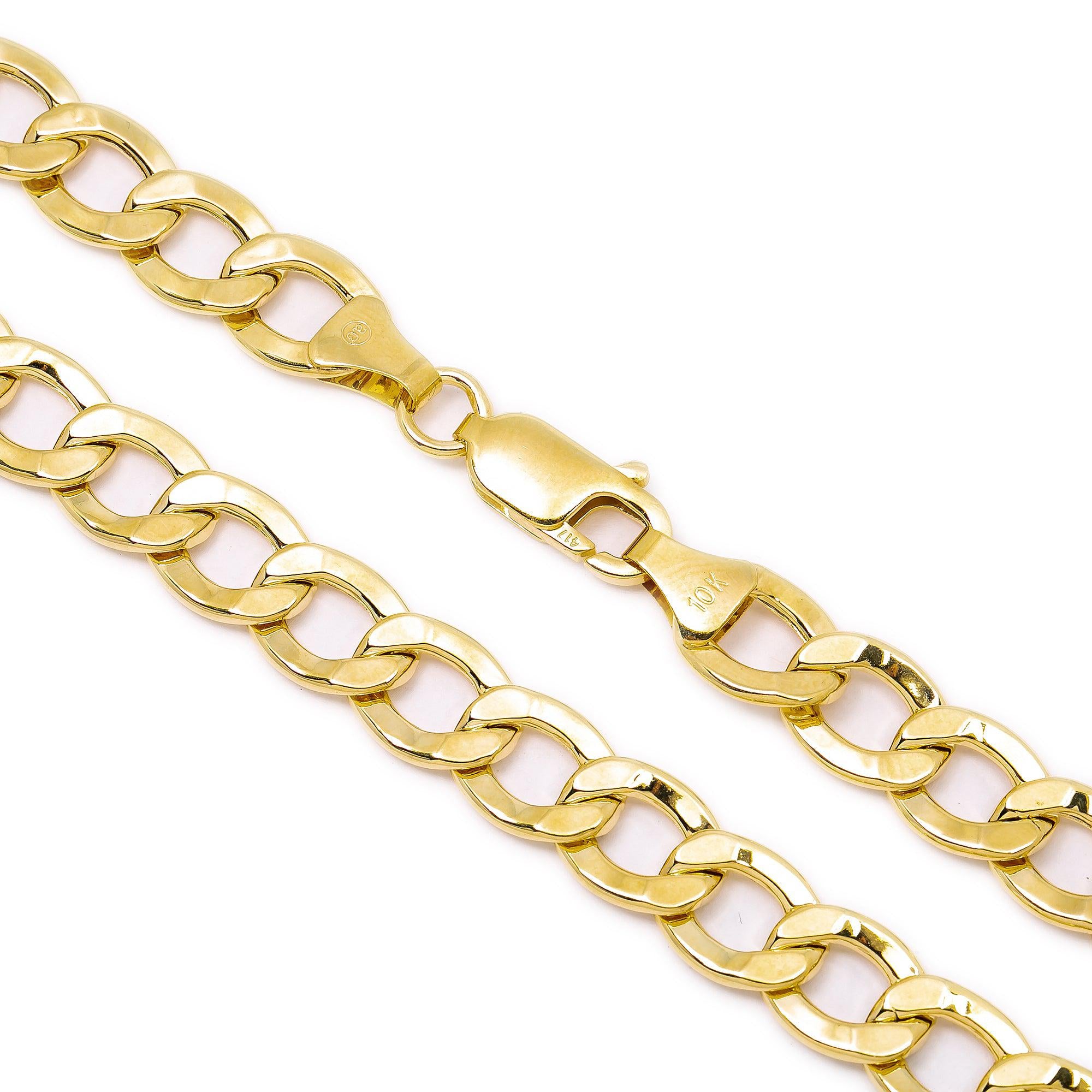 10K Yellow Gold 9mm Hollow Cuban Link Chain Available In Sizes 18