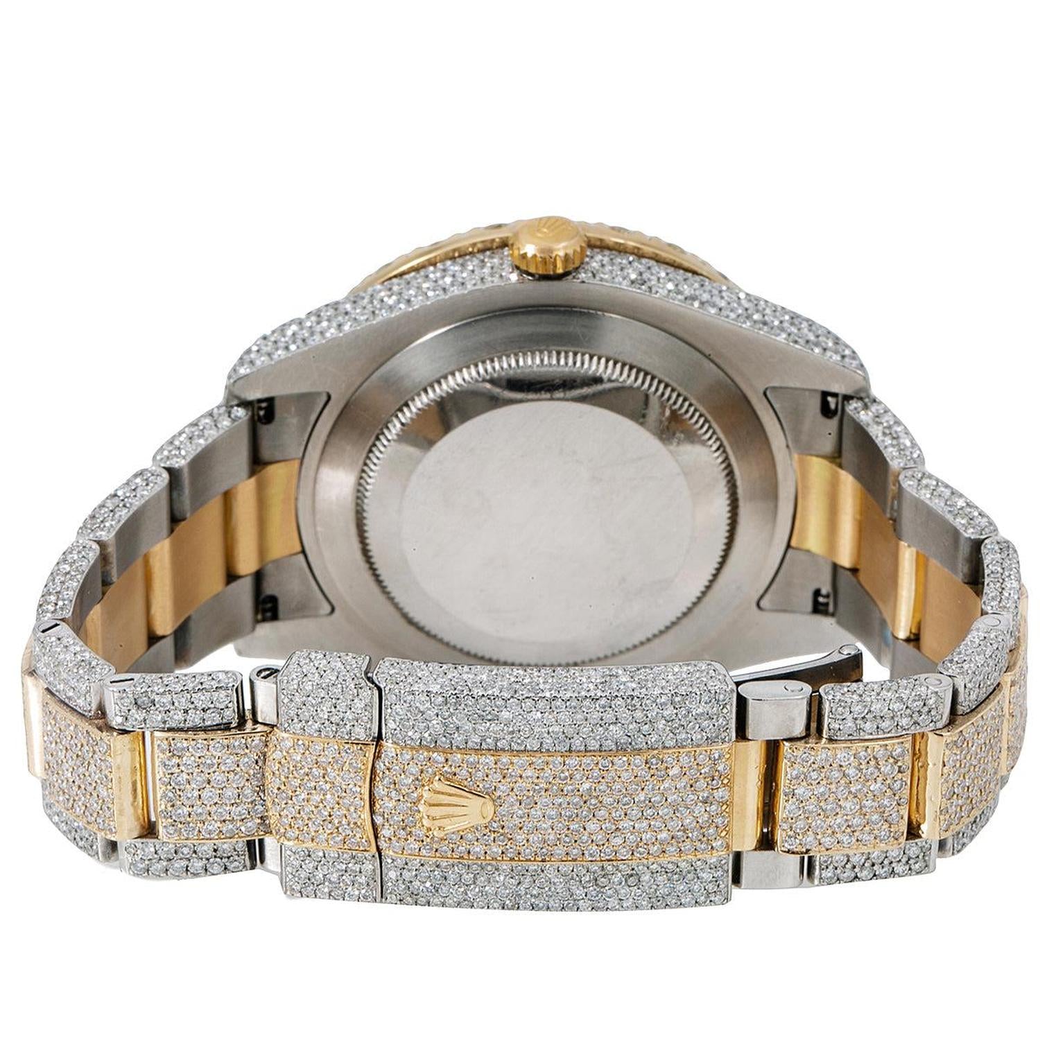 Rolex Datejust II 41MM 116333 Red Roman Diamond Dial Diamond Bezel Two Tone Yellow Gold Full Diamond Oyster Bracelet 25.75ct