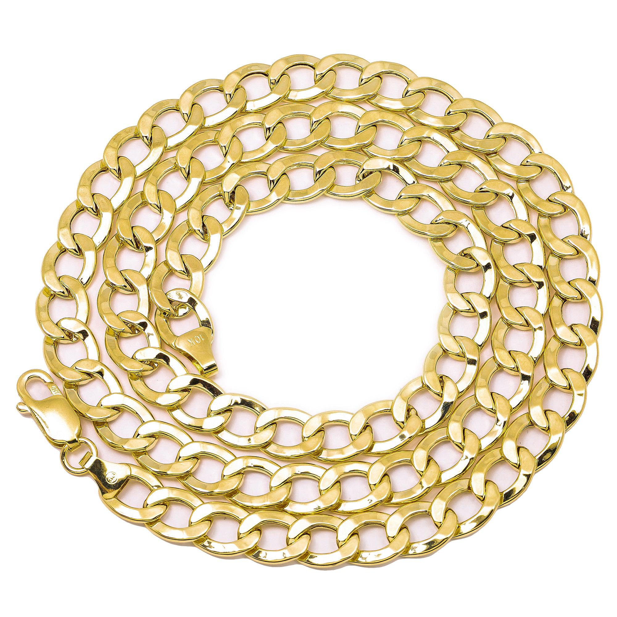 10K Yellow Gold 9mm Hollow Cuban Link Chain Available In Sizes 18