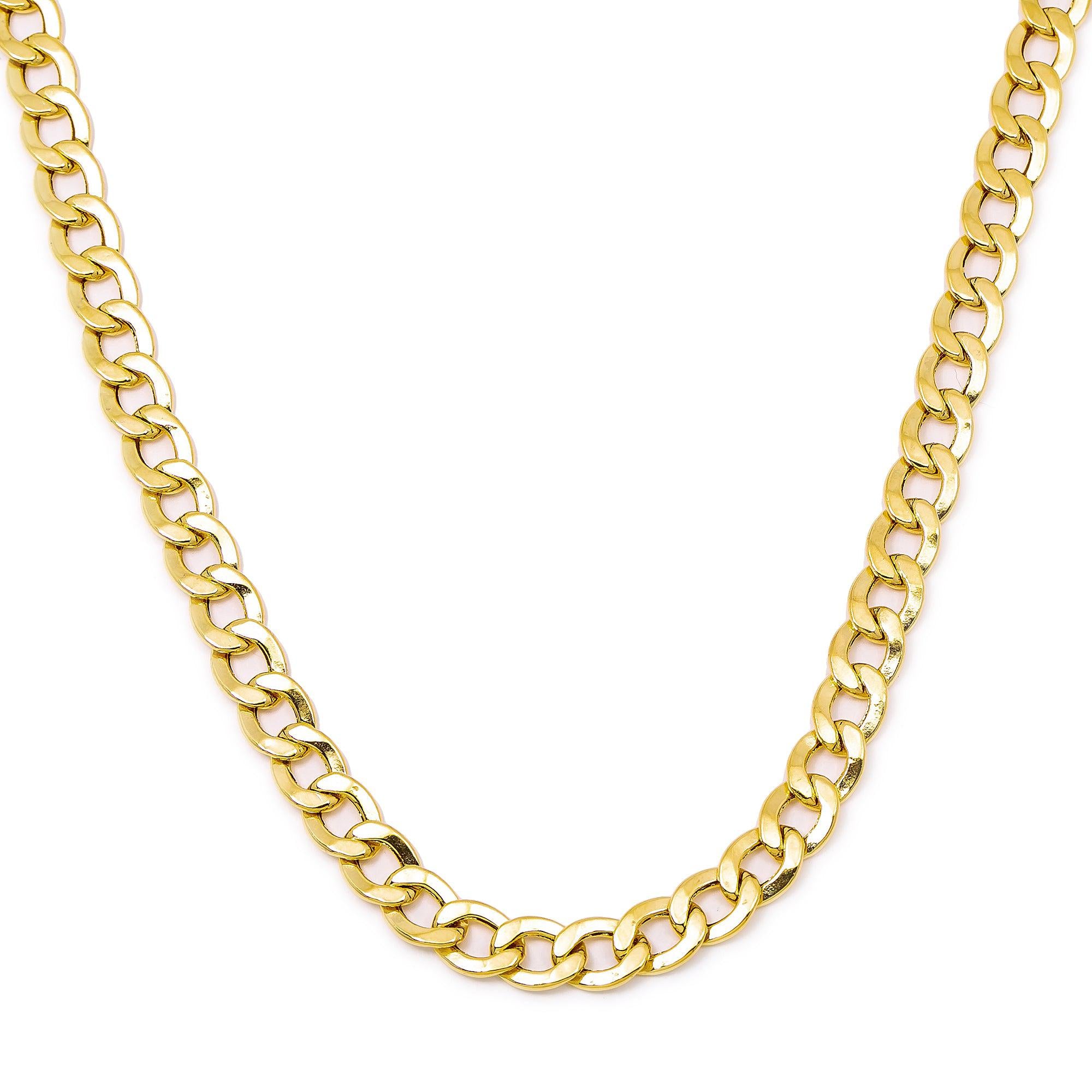 10K Yellow Gold 5mm Hollow Cuban Link Chain Available In Sizes 18
