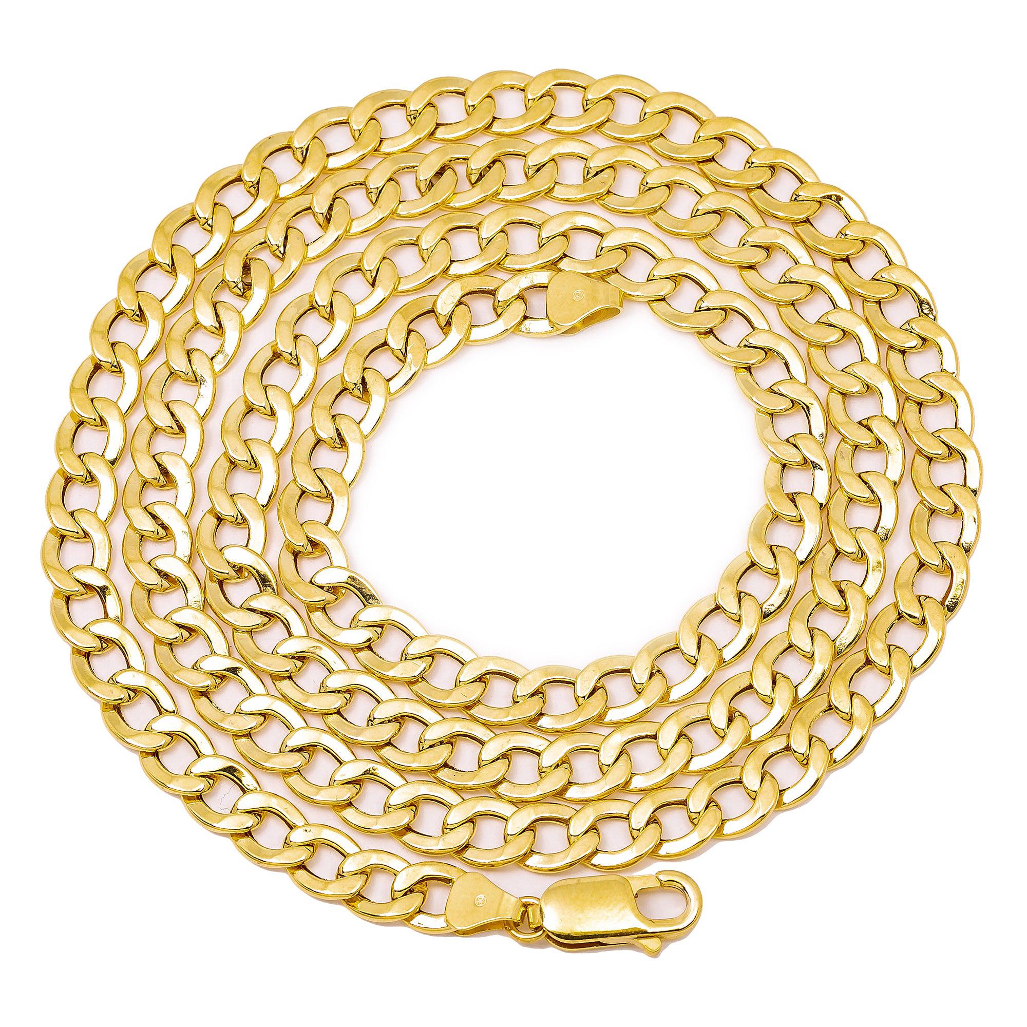 10K Yellow Gold 5mm Hollow Cuban Link Chain Available In Sizes 18