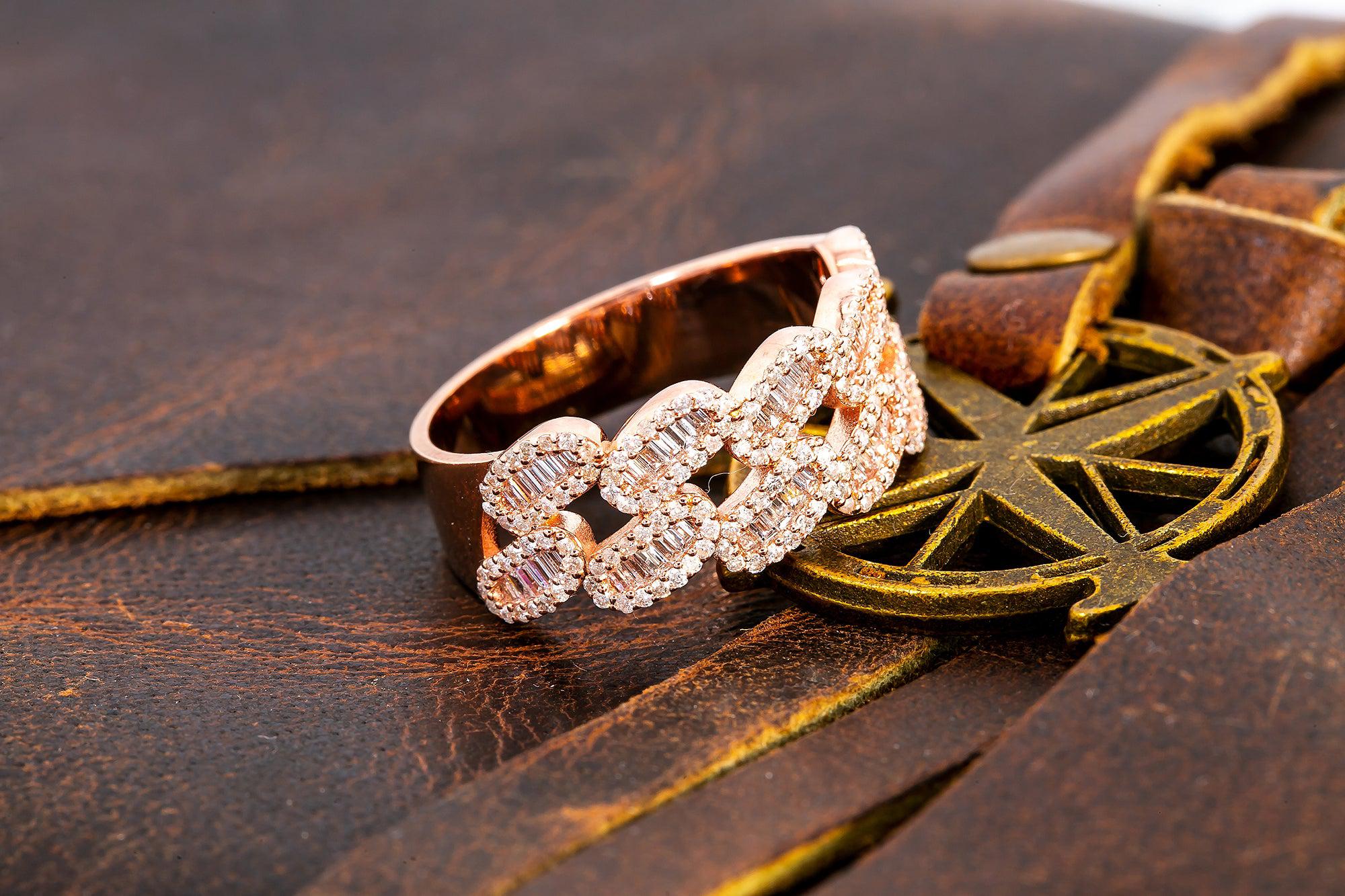 18K Rose Gold Unisex Ring with 0.95 CT Diamonds