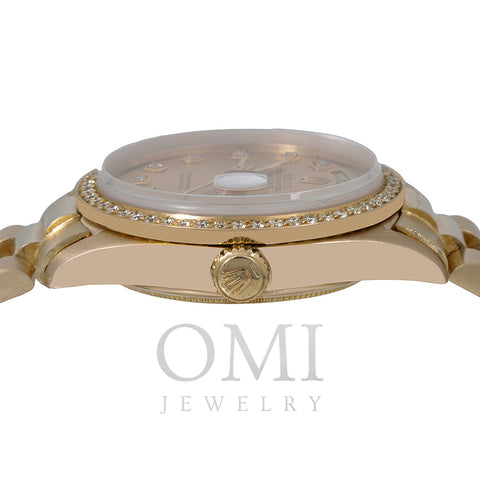 Rolex Day-Date Diamond Watch, 1803 36mm, Champagne Diamond Dial With 1.20 CT Diamonds
