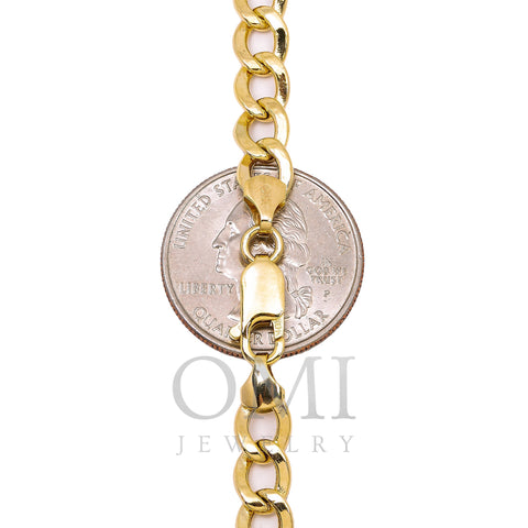 10K Yellow Gold 6.26mm Hollow Cuban Link Chain Available In Sizes 18
