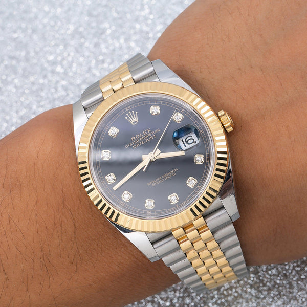 Rolex Datejust 126333 41MM Black Diamond Dial With Two Tone Jubilee Br ...