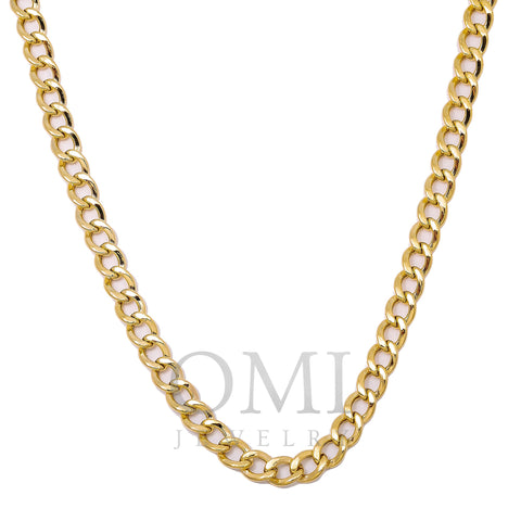 10K Yellow Gold 5mm Hollow Cuban Link Chain Available In Sizes 18