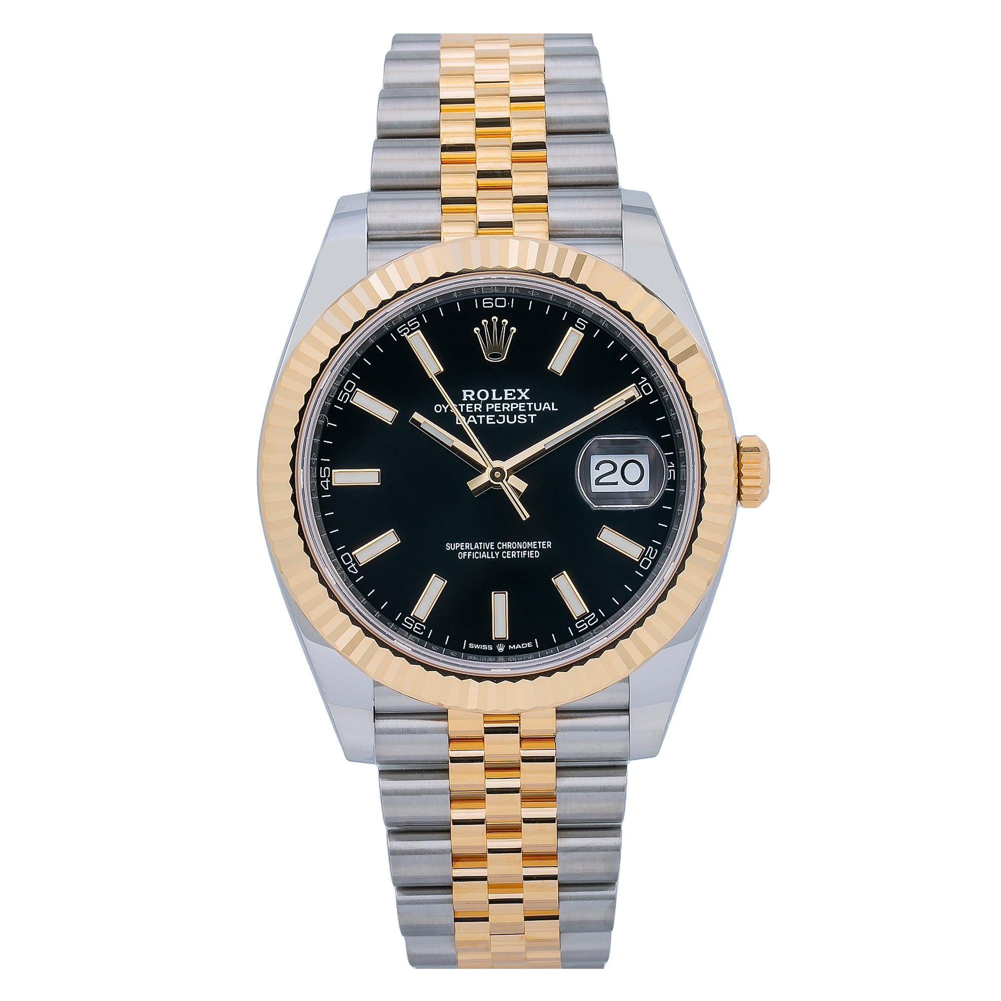 Rolex Datejust 41MM 126333 Black Dial Yellow Gold Fluted Bezel Two