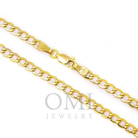 10K Yellow Gold 2.62mm Hollow Cuban Link Chain Available In Sizes 18