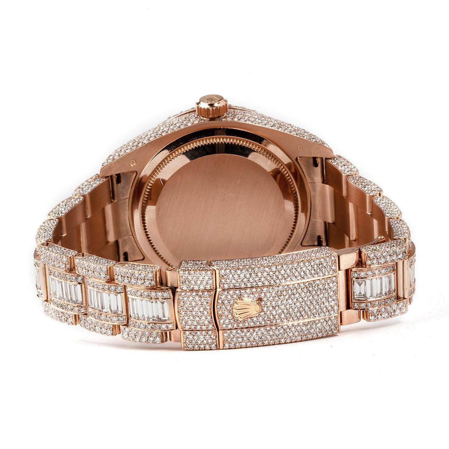 Rolex Sky-Dweller 42MM 326935 Chocolate Dial Diamond Bezel 18K Rose Gold Full Diamond Oyster Bracelet 28.75ct