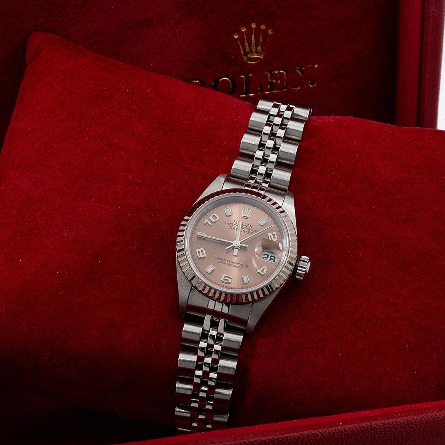 Rolex Datejust 26MM 79174 Everose Arabic Dial Fluted Bezel Stainless Steel Jubilee Bracelet