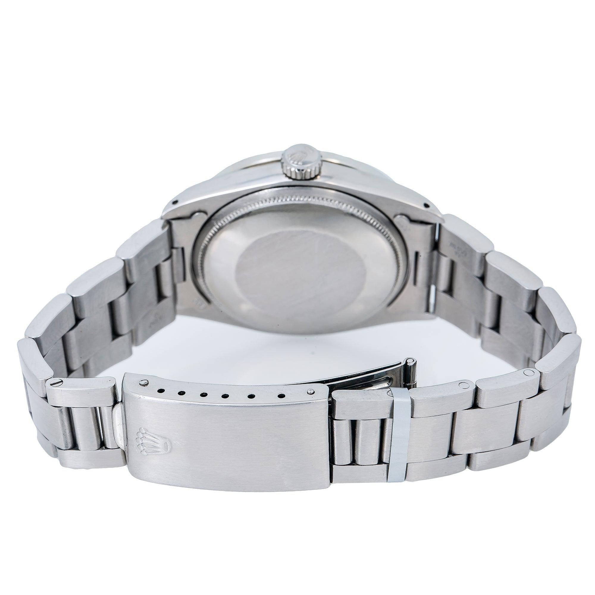 Rolex Date 34MM 1500 Turquoise Diamond Dial Diamond Bezel Stainless Steel Oyster Bracelet