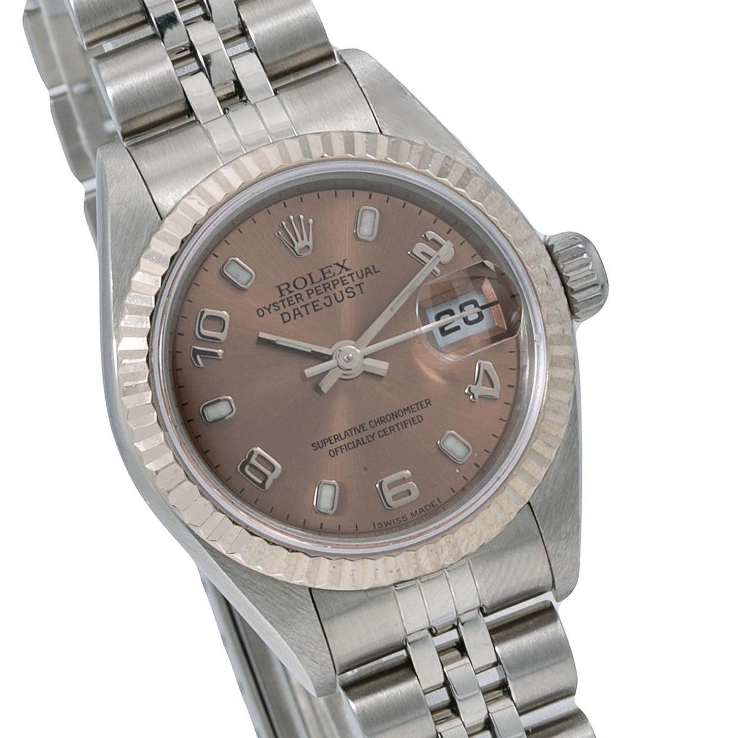 Rolex Datejust 26MM 79174 Everose Arabic Dial Fluted Bezel Stainless Steel Jubilee Bracelet