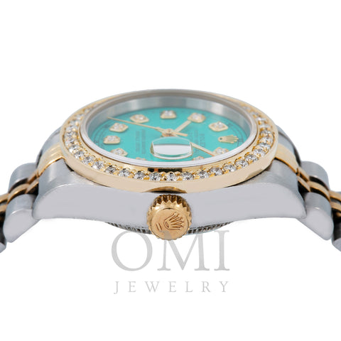 Rolex Lady-Datejust 69173 26MM Turquoise Diamond Dial With Two Tone Jubilee Bracelet
