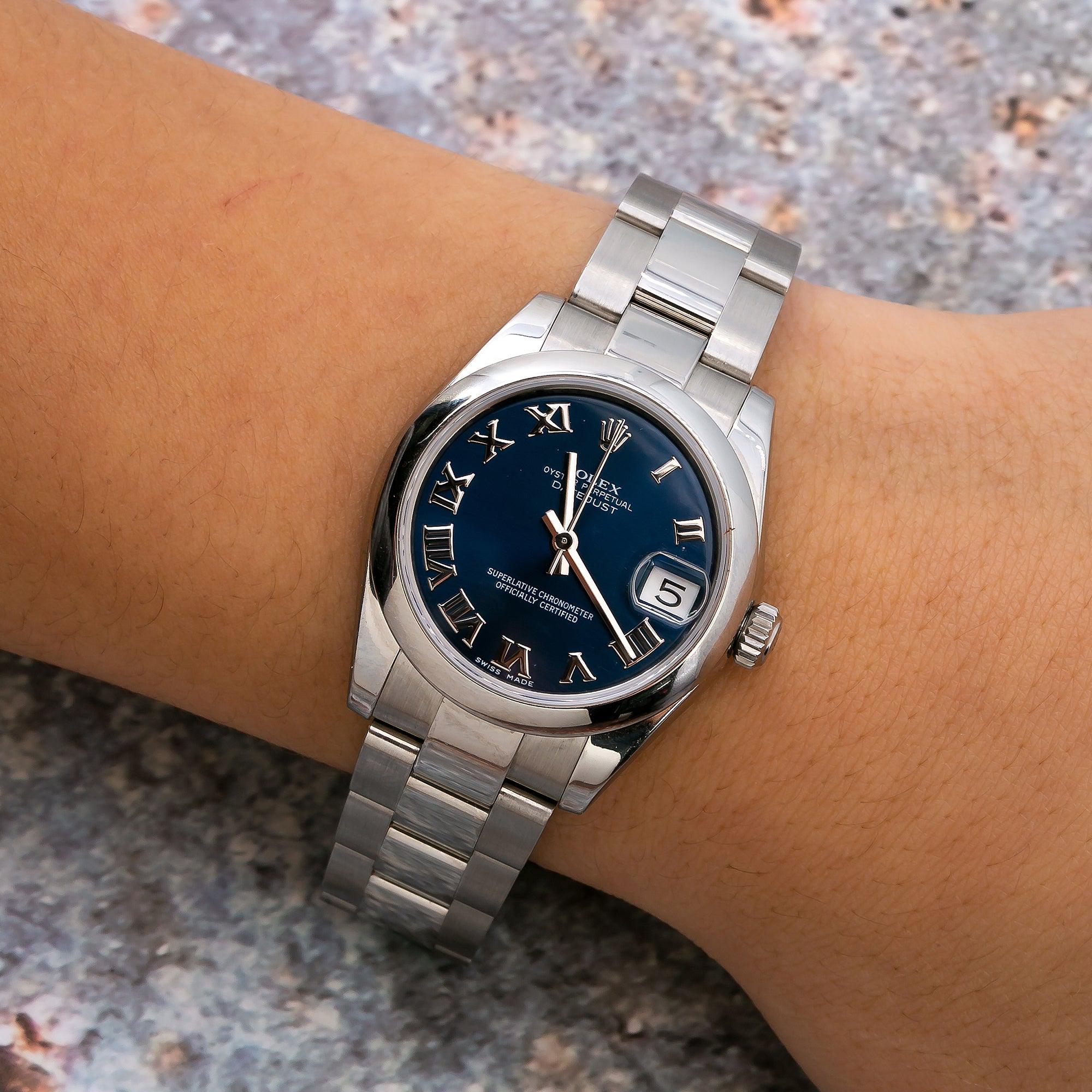 Rolex Datejust 31MM 178240 Blue Roman Dial Smooth Bezel Stainless Steel Oyster Bracelet