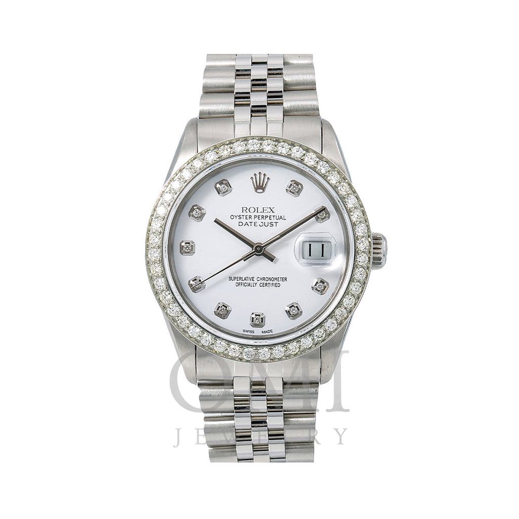 Rolex Datejust Diamond Watch, 16000 36mm, White Diamond Dial With 1.40 CT Diamonds