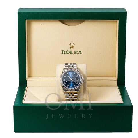 Rolex Datejust Diamond Watch, 16014 36mm, Blue Diamond Dial With 1.20 CT Diamonds