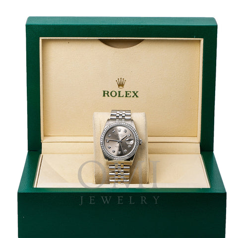 Rolex Datejust Diamond Watch, 16014 36mm, Silver Diamond Dial With 1.20 CT Diamonds