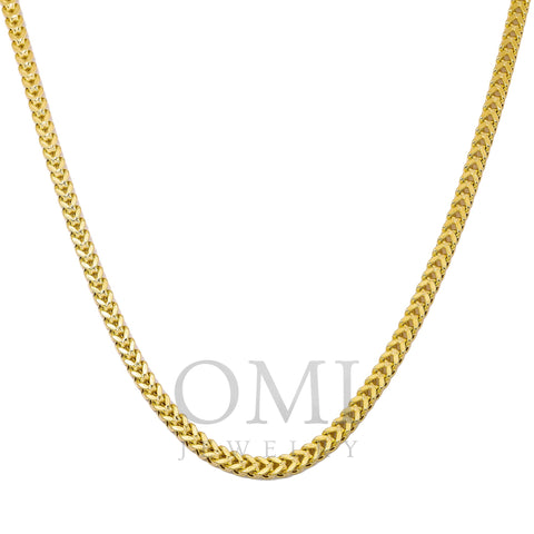 10K Yellow Gold 3.6mm Hollow Franco Chain Available In Sizes 18