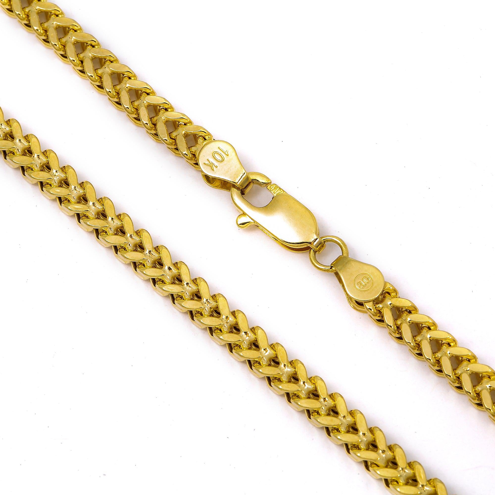 10K Yellow Gold 3.6mm Hollow Franco Chain Available In Sizes 18"-26"