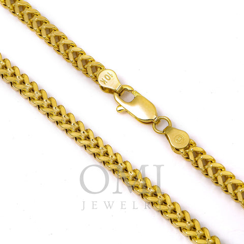 10K Yellow Gold 3.6mm Hollow Franco Chain Available In Sizes 18