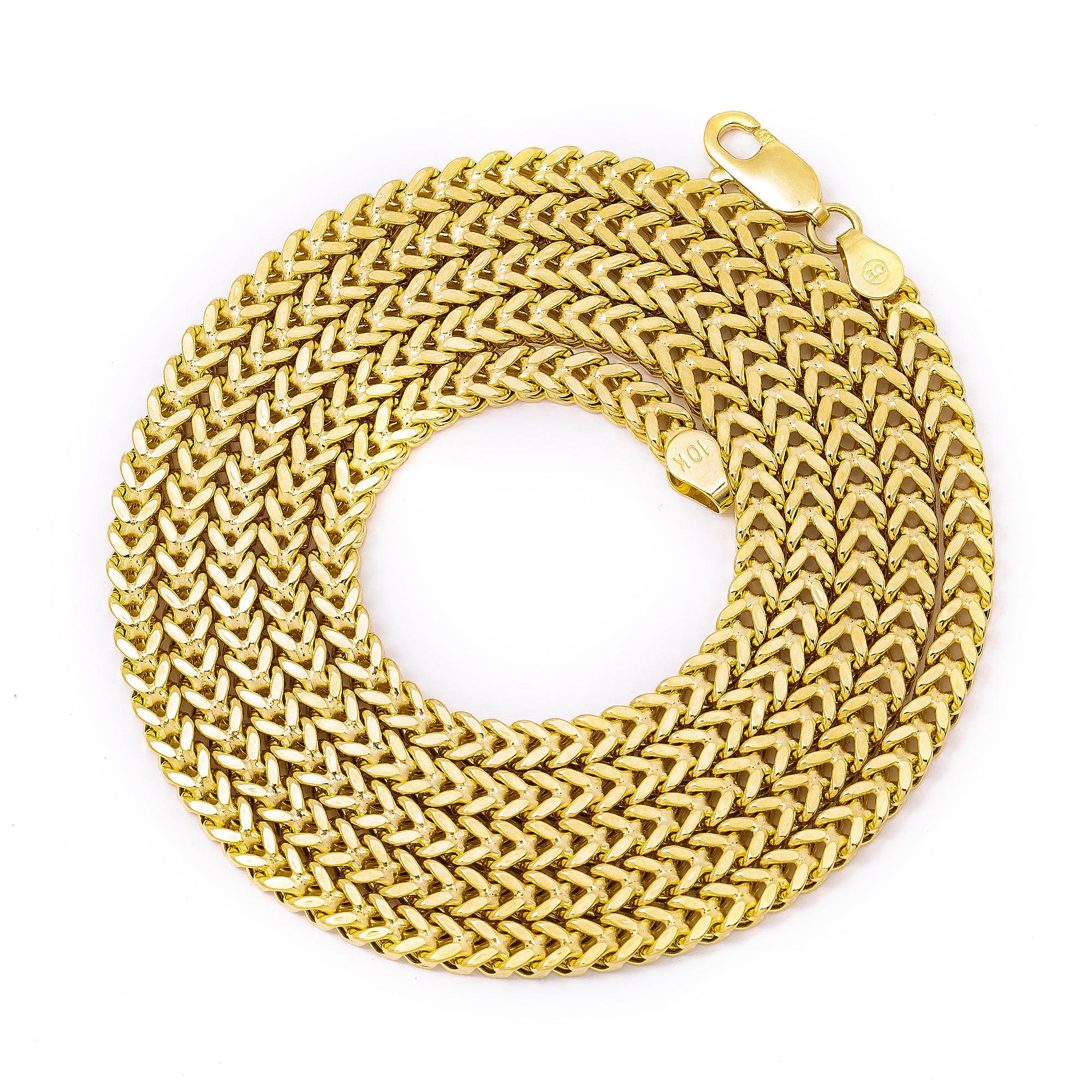 10K Yellow Gold 3.6mm Hollow Franco Chain Available In Sizes 18"-26"