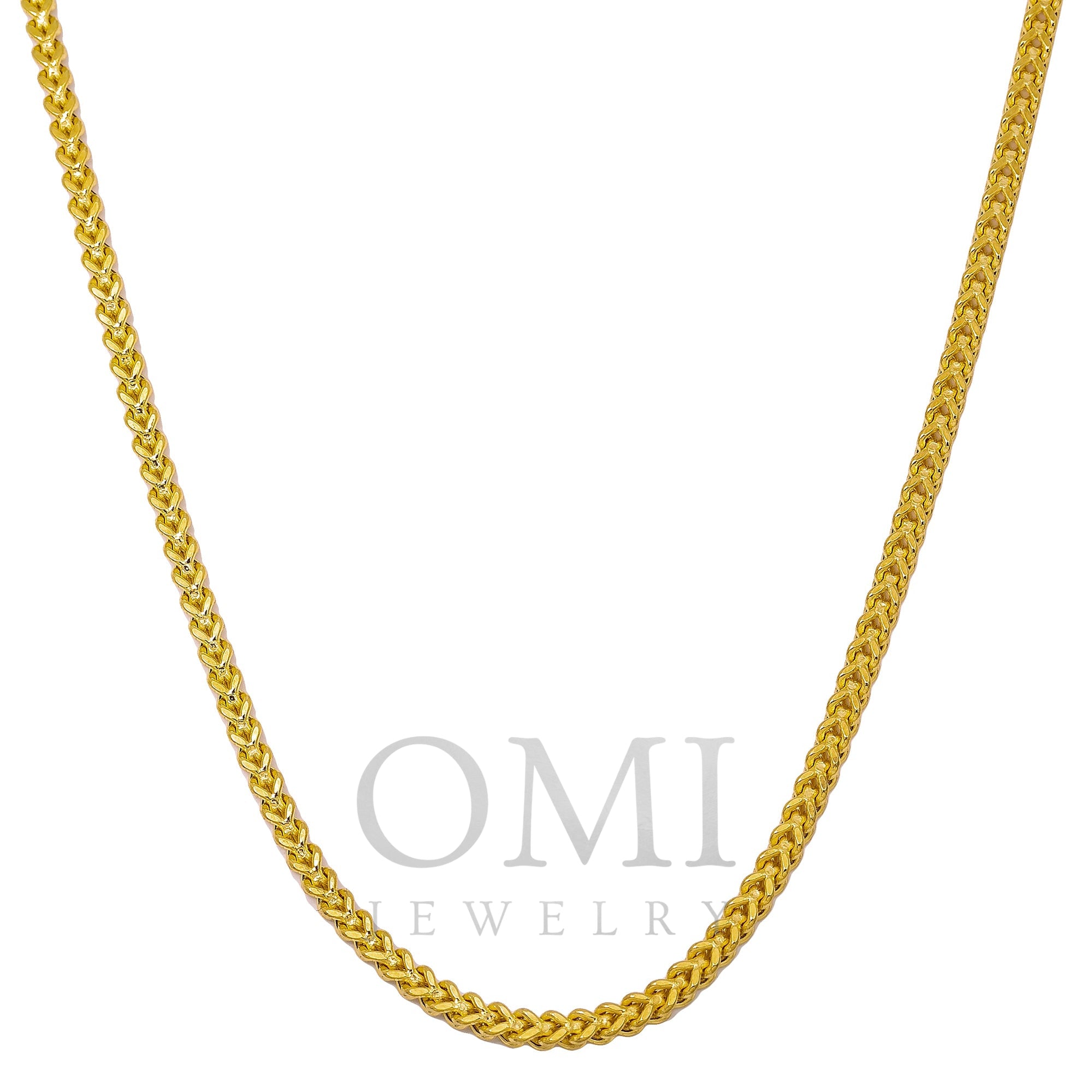 10K Yellow Gold 2.75mm Hollow Franco Chain Available In Sizes 18