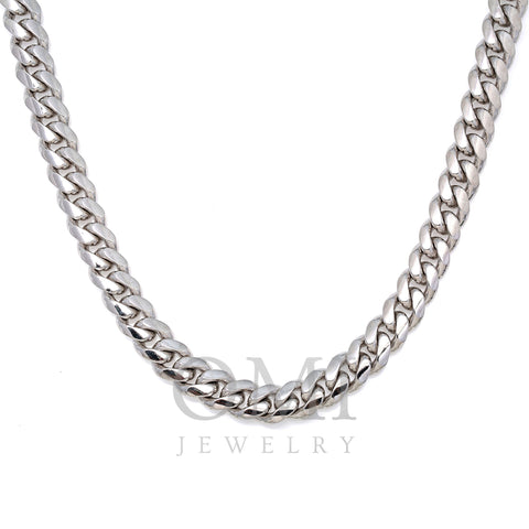 10k White Gold 10mm Solid Cuban Link Chain Available In Sizes 18