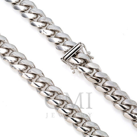 10k White Gold 10mm Solid Cuban Link Chain Available In Sizes 18