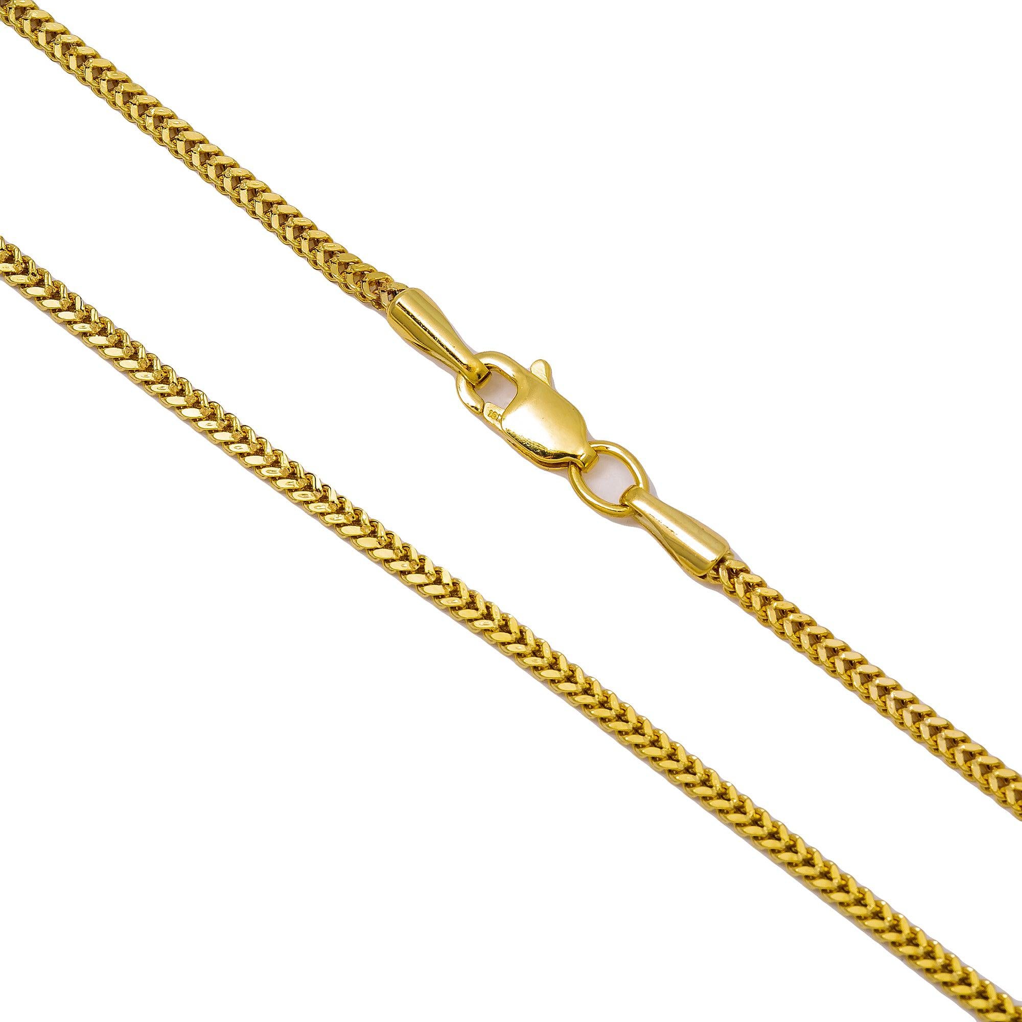 10K Yellow Gold 2mm Hollow Box Franco Chain Available In Sizes 18"-26"