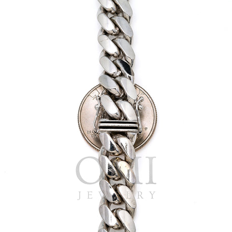 10k White Gold 11mm Solid Cuban Link Chain Available In Sizes 18