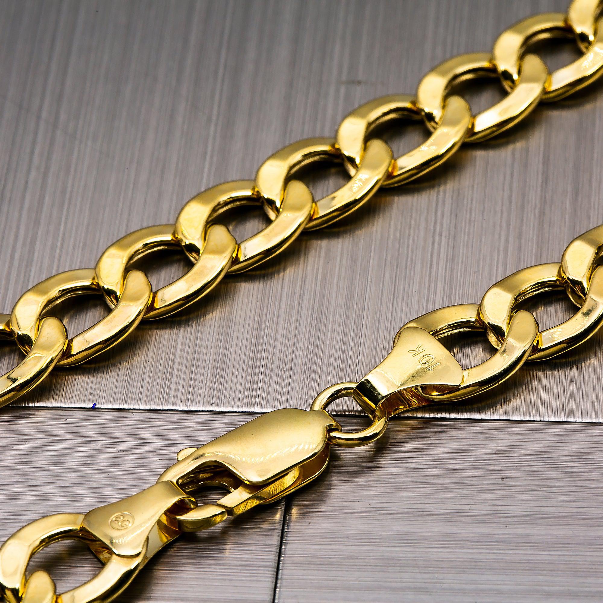 10K Yellow Gold 9mm Hollow Cuban Link Chain Available In Sizes 18