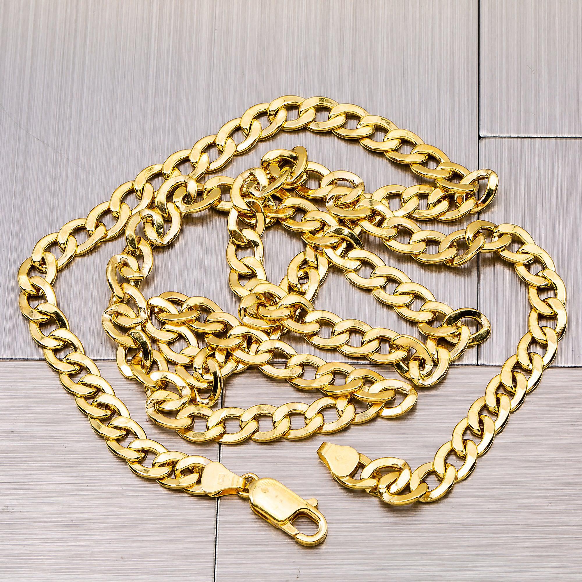 10K Yellow Gold 5mm Hollow Cuban Link Chain Available In Sizes 18