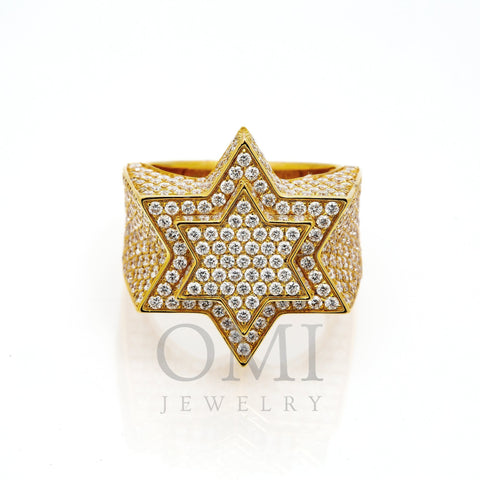 14K GOLD DIAMOND 3D STAR OF DAVID RING 4.60 CT